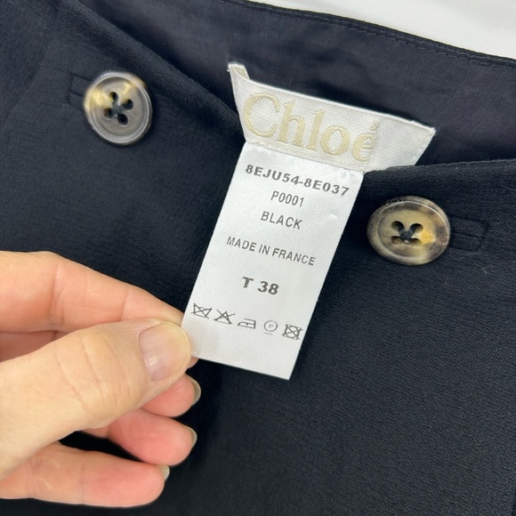 Chloe Black Cotton Mini Skirt Silk Lined Side Zip Women's Size 38 US 6 - Picture 9 of 14